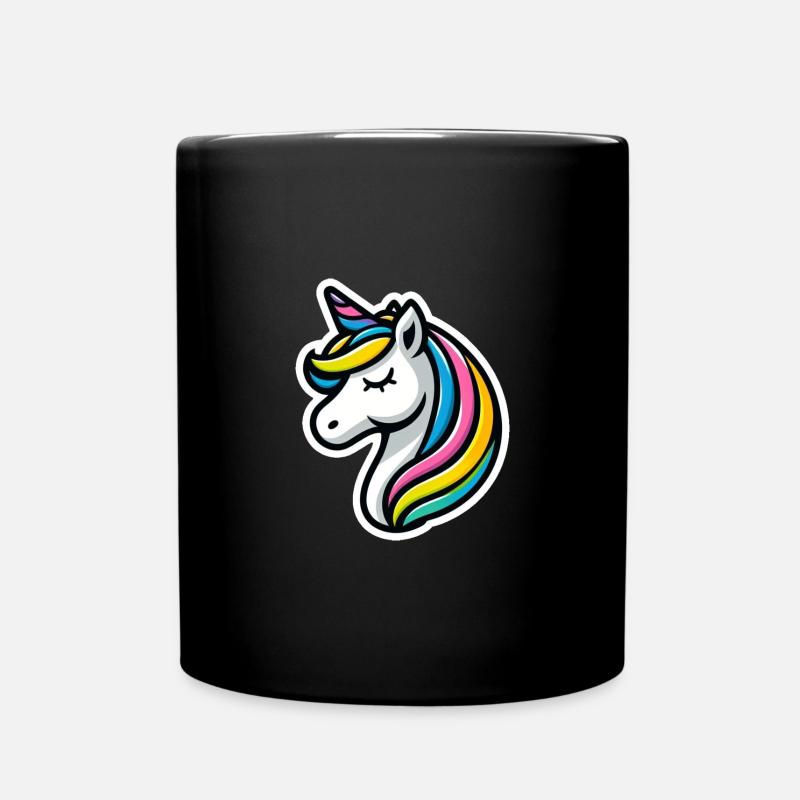 Einhorn Comic schlafend - Tasse einfarbig - Schwarz