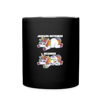 Null Bock Einhorn in Stimmung für Weihnachten - Tasse einfarbig - Schwarz - Vorne