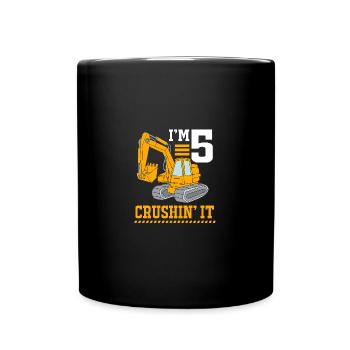 Children's birthday party construction site - Full Colour Mug - black - Front