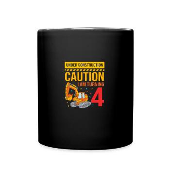 Baustelle Kindergeburtstag - Tasse einfarbig - Schwarz - Vorne