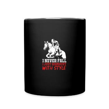 Springreiten Springpferd - Tasse einfarbig - Schwarz - Vorne