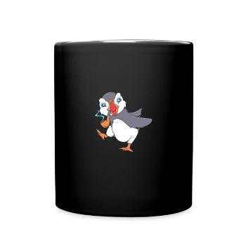 Papageientaucher Puffin - Tasse einfarbig - Schwarz - Vorne