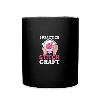 Kreuzstich - Tasse einfarbig - Schwarz - Vorne