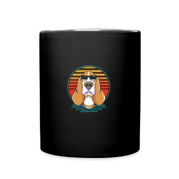 Basset Hound - Tasse einfarbig - Schwarz - Vorne