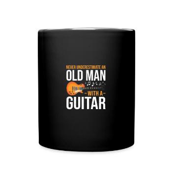 Never Underestimate An Old Man With A Guitar Music - Tasse einfarbig - Schwarz - Vorne