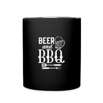 BIER BBQ PARTIE URLAUB PARTY GRILLEN GRILL MOTIVE - Tasse einfarbig - Schwarz - Vorne