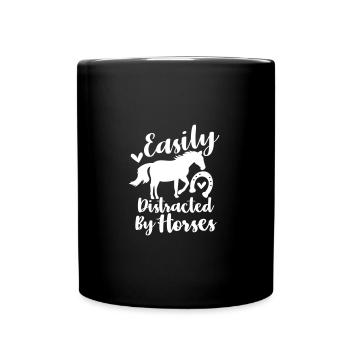 PFERDE ABLENKEN ABLENKUNG PFERD PFERDEN HUF MOTIV - Tasse einfarbig - Schwarz - Vorne