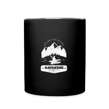 KAYAK WATER CANOE RAFTING RIVER SPORT BOAT MOTIVES - Full Colour Mug - black - Front