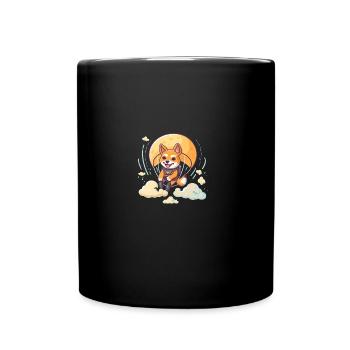 Hund Shiba Inu Abenteuer Fallschirm Springen - Tasse einfarbig - Schwarz - Vorne