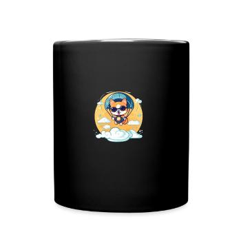 Hund Shiba Inu Abenteuer Fallschirm Springen - Tasse einfarbig - Schwarz - Vorne