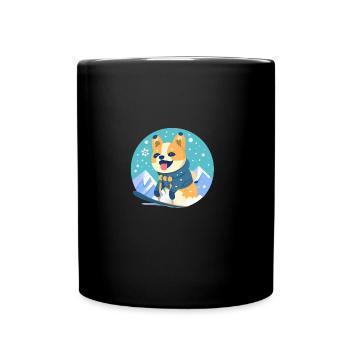 Hund Shiba Inu Wintersport Snowboard Schnee Berge - Tasse einfarbig - Schwarz - Vorne
