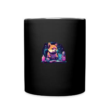 Hund Shiba Inu Computer Spieler Kopfhörer - Tasse einfarbig - Schwarz - Vorne