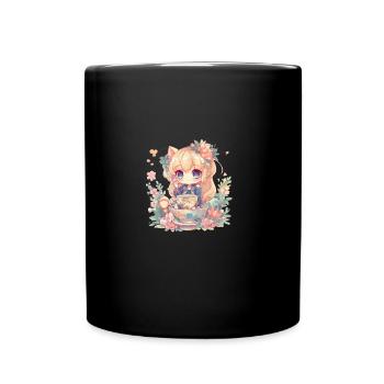 Chienne japonaise Shiba Inu pour fille, thé animé, - Mug uni - noir - Devant