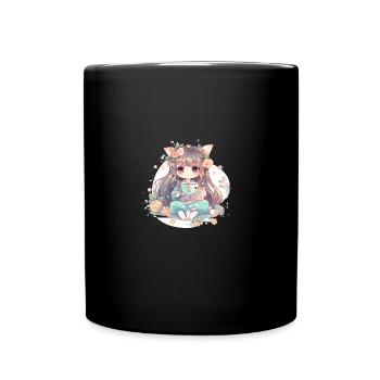 Chienne japonaise Shiba Inu pour fille, thé animé, - Mug uni - noir - Devant
