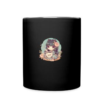 Chienne japonaise Shiba Inu pour fille, thé animé, - Mug uni - noir - Devant