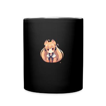 Chienne japonaise Shiba Inu fille avec écouteurs - Mug uni - noir - Devant