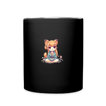 Chienne japonaise Shiba Inu fille en kimono - Mug uni - noir - Devant