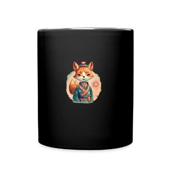Japanese dog Shiba Inu girl in kimono - Full Colour Mug - black - Front