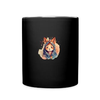 Japanese dog Shiba Inu girl in kimono - Full Colour Mug - black - Front
