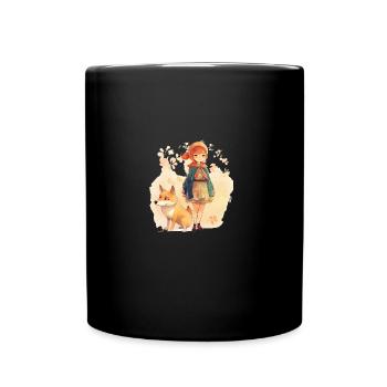 Girl with Japanese dog Shiba Inu pet - Full Colour Mug - black - Front