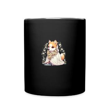 Japanese dog Shiba Inu bride with wedding dress - Full Colour Mug - black - Front