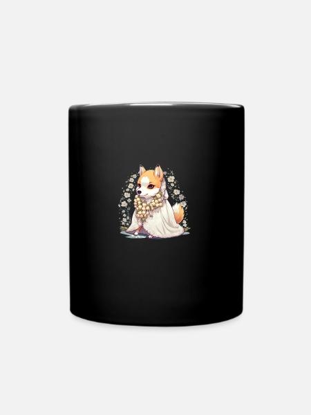 japanisch Hund Shiba Inu Braut mit Hochzeitskleid - Tasse einfarbig - Schwarz