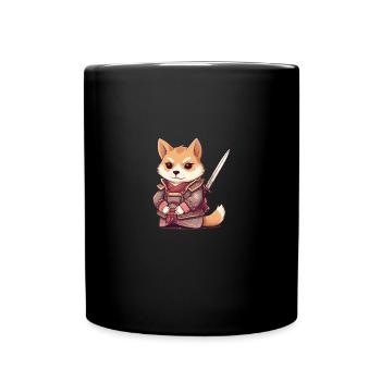 Japanese dog Shiba Inu Samurai with katana - Full Colour Mug - black - Front