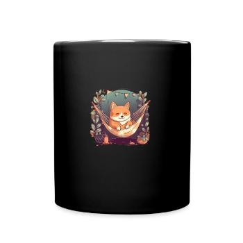 Japanese dog Shiba Inu hammock break - Full Colour Mug - black - Front