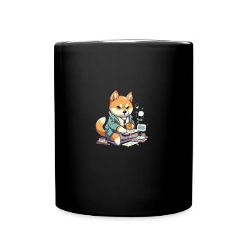 japanisch Hund Shiba Inu Arzt Wissenschaftler - Tasse einfarbig - Schwarz - Vorne