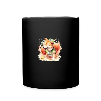 japanisch Hund Shiba Inu Softball Ball Sport Hobby - Tasse einfarbig - Schwarz - Vorne