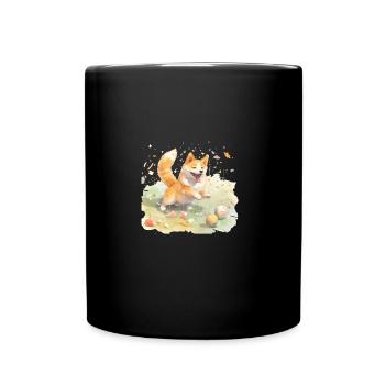 Chien japonais Shiba Inu, aquarelle colorée, - Mug uni - noir - Devant