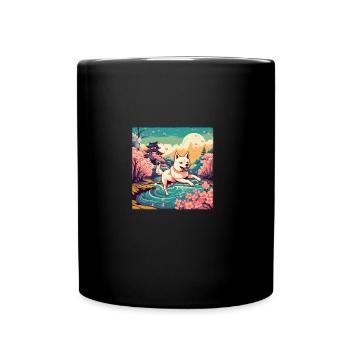 Japanese dog Shiba Inu cherry blossoms Japan - Full Colour Mug - black - Front