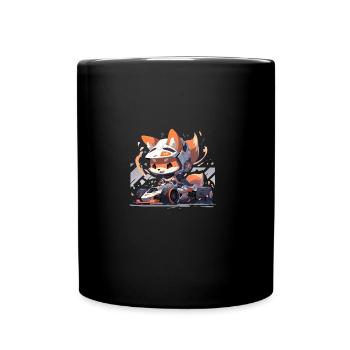 Japanese dog Shiba Inu with helmet and racing car - Full Colour Mug - black - Front