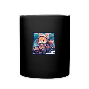 Chien japonais Shiba Inu avec casque et voiture de - Mug uni - noir - Devant