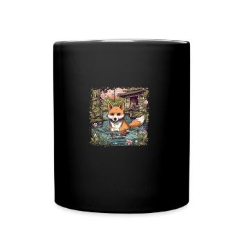 japanisch Hund Shiba Inu Wasser Teich Garten - Tasse einfarbig - Schwarz - Vorne