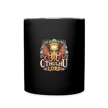 Cthulhu illustration CTHULHU IS LORD crown comic - Full Colour Mug - black - Front