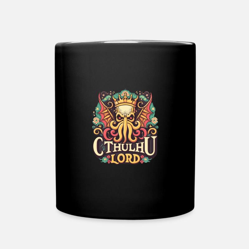 Cthulhu illustration CTHULHU IS LORD crown comic - Tasse einfarbig - Schwarz