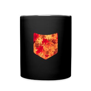 Farbenfrohes Herbst Laub Brusttasche Herbst - Tasse einfarbig - Schwarz - Vorne