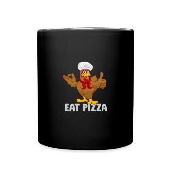 Drôle de dinde de Thanksgiving Mangez de la pizza Adulte végétalien - Mug uni - noir - Devant