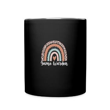Wildhüter Regenbogen Leopard Lustiger Spielwächter - Tasse einfarbig - Schwarz - Vorne