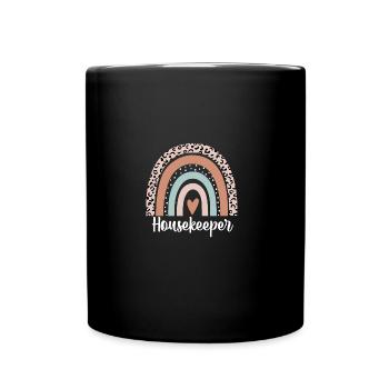 Femme de ménage Arc-en-ciel Léopard Drôle de femme de ménage - Mug uni - noir - Devant