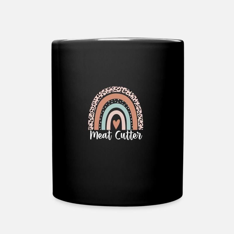 Fleischschneider Regenbogen Leopard Lustiger Fleischschneider - Tasse einfarbig - Schwarz