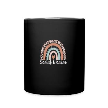 Social Worker Rainbow Leopard Funny Social Worker - Full Colour Mug - black - Front