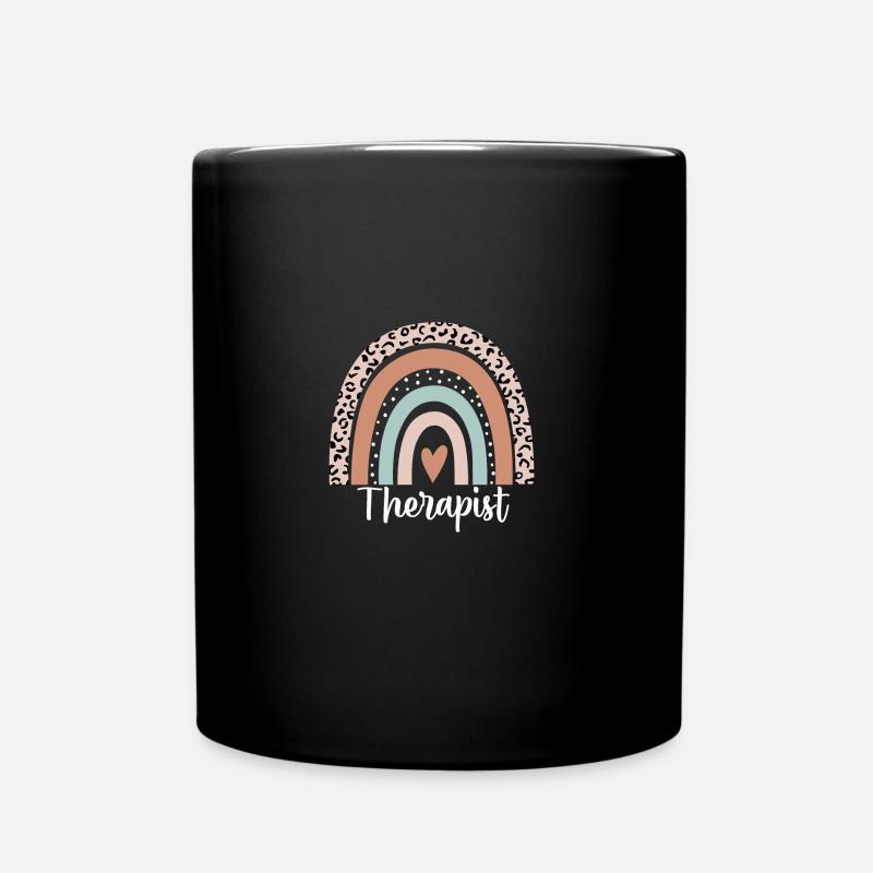 Therapeut Therapie Therapeut Regenbogen Leopard Lustig - Tasse einfarbig - Schwarz