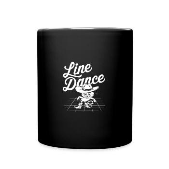 Line Dance Katze ich liebe Katzen und Line Dance - Tasse einfarbig - Schwarz - Vorne