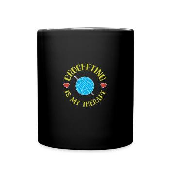 Crocheting is my therapy - Full Colour Mug - black - Front
