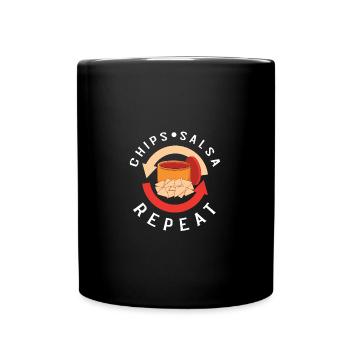 Chips und Salsa Nachos - Tasse einfarbig - Schwarz - Vorne