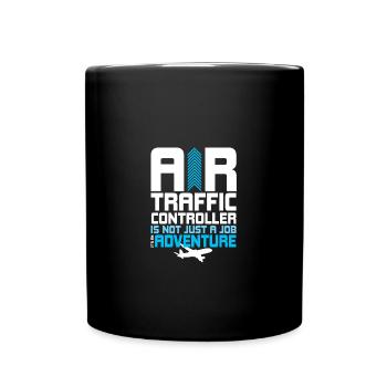 Fluglotse Flughafen Tower - Tasse einfarbig - Schwarz - Vorne