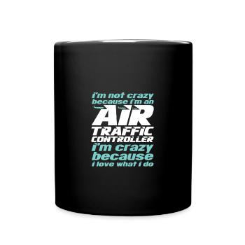 Fluglotse Flughafen Tower - Tasse einfarbig - Schwarz - Vorne