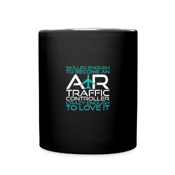 Fluglotse Flughafen Tower - Tasse einfarbig - Schwarz - Vorne